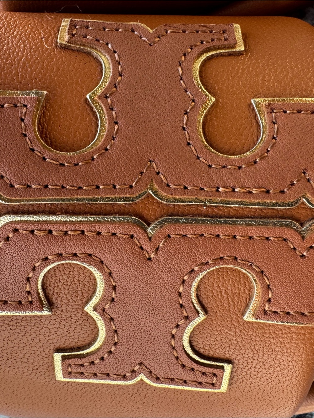 Tory Burch Cognac Leather Slide Sandals with Logo Accent - Picture 10 of 12